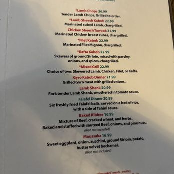 Kassab's Restaurant - Menu - Mediterranean Near Me - Pittsburgh, Pennsylvania