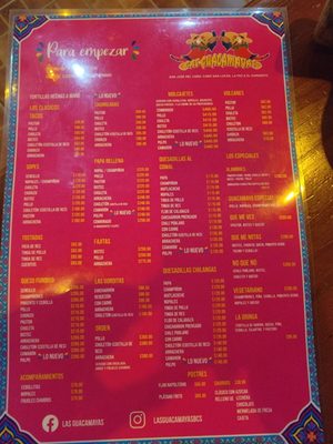 Menu photo 2 Las Guacamayas Cabo San Lucas, BCS Menu photo 2 Las Guacamayas Cabo San Lucas, BCS
