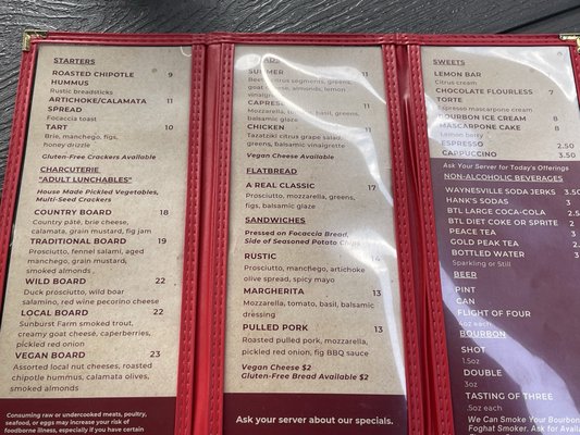 Menu photo 5 Slanted Window Tasting Station Franklin, NC