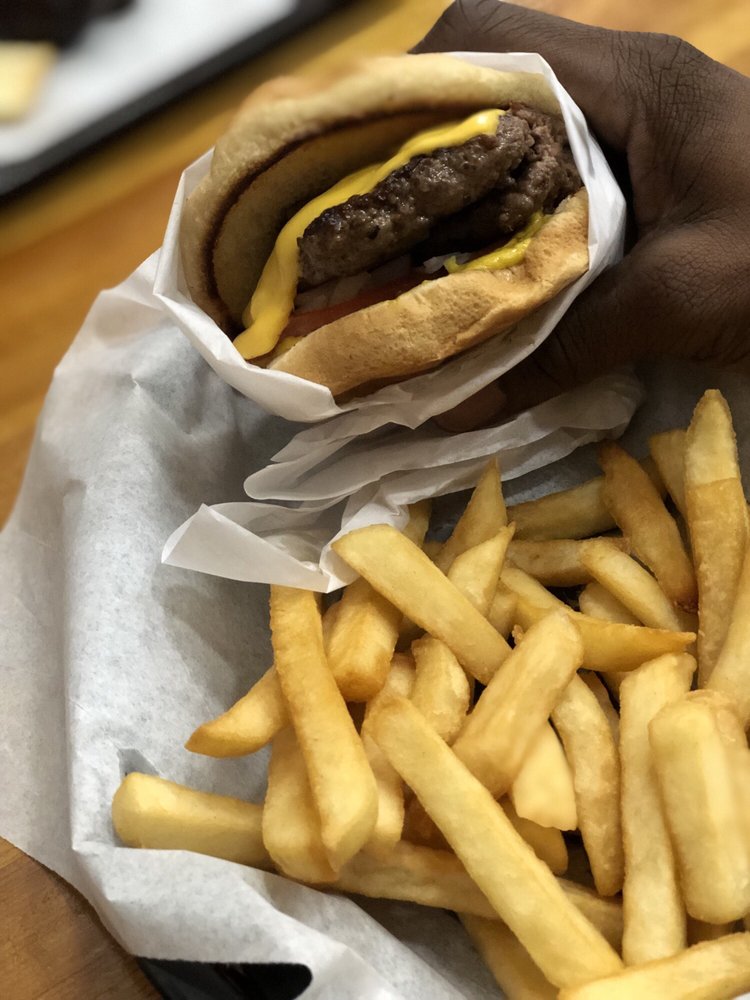 Cheeseburger and fries. Famous Pittsburg Hot Links. Yelp