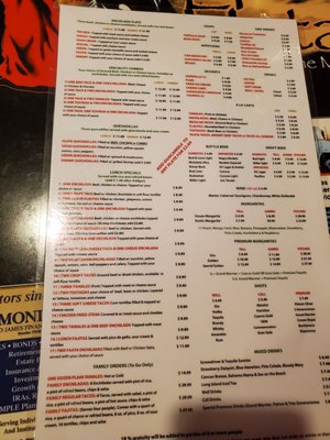 Menu photo 2 El Matador Restaurant Denton, TX