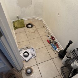 CGS Plumbing Repairs - Removing old toilet master bathroom new angle stop and flex line