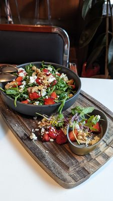 Photo of La Boca - Córdoba, CO, ES. Strawberry arugula pesto walnut goat cheese salad