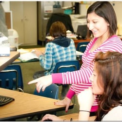 Counselor Ms. Orozco helps a student at Audeo Charter School, an Altus Network Charter School.
