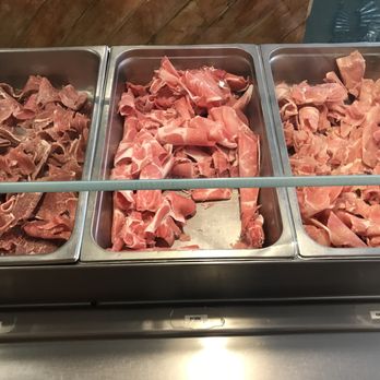 Emperor Mongolian BBQ - Meat selections (L-R) beef, pork, and chicken. - Mongolian Near Me - West Covina, California