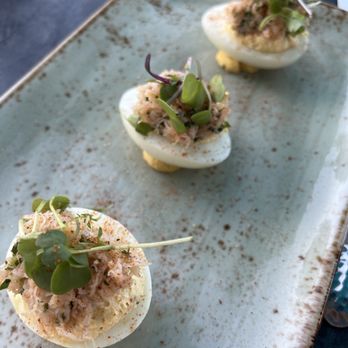 Downriggers - Crab deviled eggs - American Near Me - Friday Harbor, Washington Downriggers - Crab deviled eggs - American Near Me - Friday Harbor, Washington