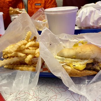 Wright's Dairy Rite - Side of fries & Double Cheeseburger (+ fried egg and mushrooms) - Ice Cream & Frozen Yogurt Near Me - Staunton, Virginia