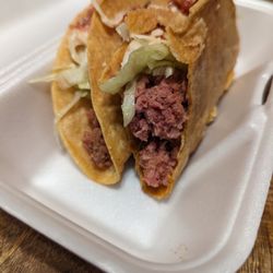 El Gallito Drive Inn - Straight raw ground beef. It's not even cooked. This is the health hazard on top of my aunt had the ckn crispy tacos which made her throw up