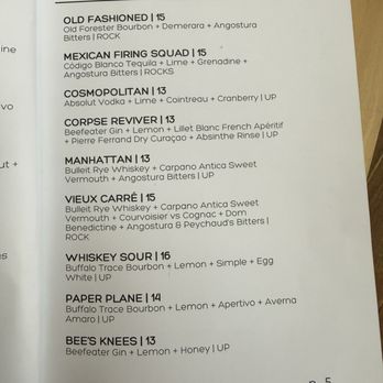 Suite 104 - Bar menu - Cocktail Bars Near Me - Boise, Idaho