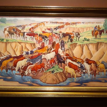 Gilcrease Museum - "Long Horns Watering On A Cattle Drive" by Ila McAfee - the colors here draw me in. - Museums Near Me - Tulsa, Oklahoma