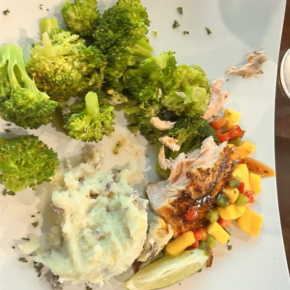 Corona Beach House - Salmon with cool potatoes. Automatic 18% tip. - American Near Me - Miami, Florida Corona Beach House - Salmon with cool potatoes. Automatic 18% tip. - American Near Me - Miami, Florida