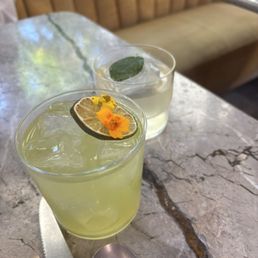 Green yonder (back one is the other tequila drink with coconut, lime, and pineapple)