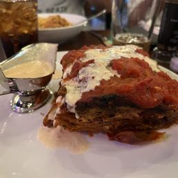 Lasagna with table service cheese boat Lasagna with table service cheese boat