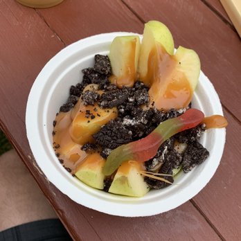Grandpa's Cellar - Halloween apples! Apples with warm, homemade caramel, Oreos, and gummy worms - Bakeries Near Me - Camino, California