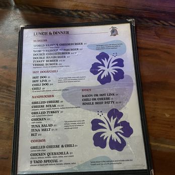 Hinano Café - Lunch/Dinner Menu - Dive Bars Near Me - Venice, California