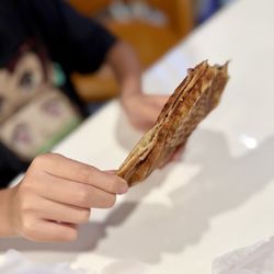 Beard Papa's - Side profile of the croissant taiyaki with Nutella