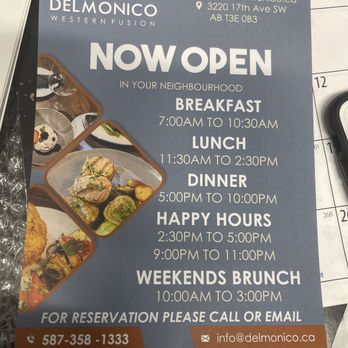 Delmonico - a menu for a restaurant - Salad Near Me - Calgary, Alberta Delmonico - a menu for a restaurant - Salad Near Me - Calgary, Alberta