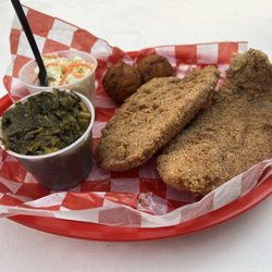 Smokin’ Jim's House of Bar-B-Q - Fish Fry (Friday special) with Collard greens and Cole Slaw