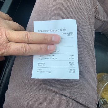 Deborah‘s Kitchen Table - a person holding a receipt - Cafes Near Me - Goliad, Texas Deborah‘s Kitchen Table - a person holding a receipt - Cafes Near Me - Goliad, Texas