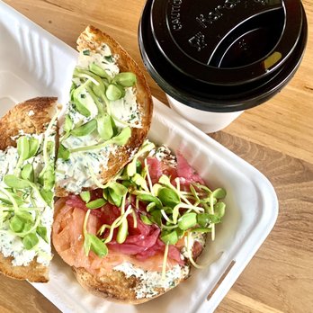 Communal Coffee - Lox bagel + Rose latte - Cafes Near Me - Oceanside, California Communal Coffee - Lox bagel + Rose latte - Cafes Near Me - Oceanside, California