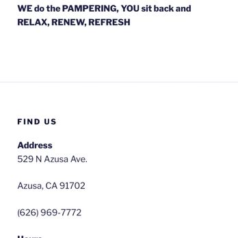 Pamper Me Spa - Owner did not want to honor the Groupon deal for an appointment confirmed available for today and was very dismissive. Unprofessional. - Skin Care Near Me - Azusa, California Pamper Me Spa - Owner did not want to honor the Groupon deal for an appointment confirmed available for today and was very dismissive. Unprofessional. - Skin Care Near Me - Azusa, California