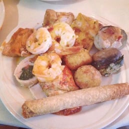 All of it was cold. Looks appetizing, but don't let it fool you.