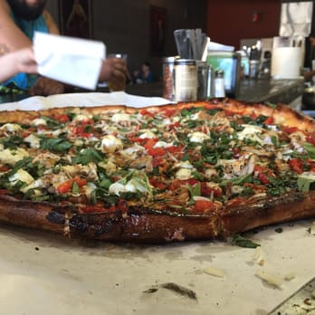 URBN - Chris made us his own masterpiece!With red sauce,ricotta,chicken,fried eggplant,spinach,red peppers and a whole lot of love! - Pizza Near Me - Vista, California URBN - Chris made us his own masterpiece!With red sauce,ricotta,chicken,fried eggplant,spinach,red peppers and a whole lot of love! - Pizza Near Me - Vista, California