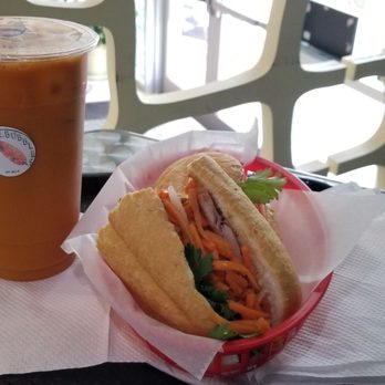 Mr. Bubbles Cafe - #8 Banh Mi Xa Xiu and Thai Iced Tea - Vietnamese Near Me - New Orleans, Louisiana