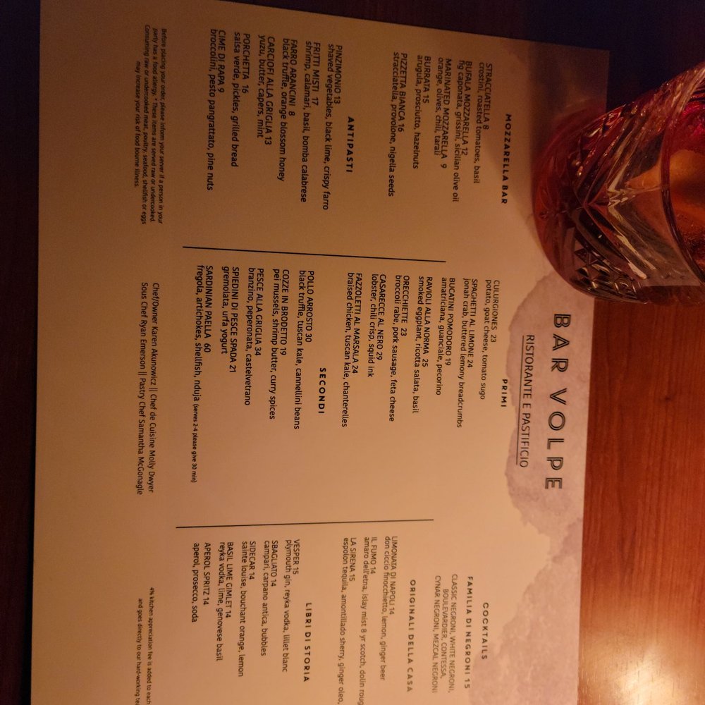 Bar Volpe - Menu 12/2021 - Italian Near Me - Boston, Massachusetts Bar Volpe - Menu 12/2021 - Italian Near Me - Boston, Massachusetts