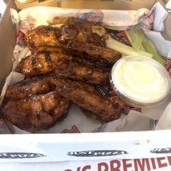 Grilled on the bbq char pit wings with bbq honey garlic sauce. Delicious!!!