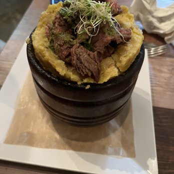 Bieke's Bistro - Mufango with churrasco beef - Puerto Rican Near Me - Vieques, Puerto Rico
