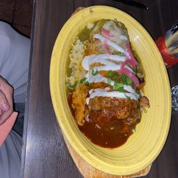Asada Burrito with both sauces Asada Burrito with both sauces