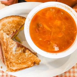 Big Ed’s City Market Restaurant - Brunswick stew with grilled bologna and cheese sandwich