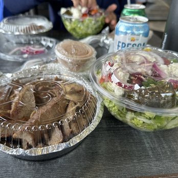 Greek Cove - Greek Salad with gyro & warm pita (in foil) lunch special - Greek Near Me - Merrick, New York Greek Cove - Greek Salad with gyro & warm pita (in foil) lunch special - Greek Near Me - Merrick, New York
