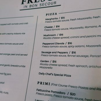 Fresco - A piece of menu - Italian Near Me - Bon Secour, Alabama