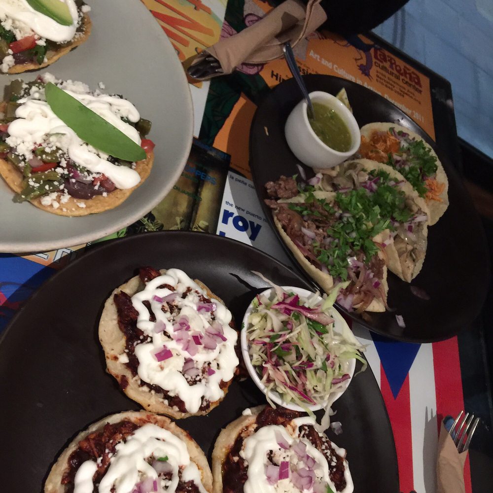 Los Cilantros - tacos (chicken + mushroom + steak) + sopes + tostaditas de nopales - Mexican Near Me - Berkeley, California