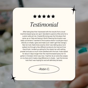 Coastal Bronzing - Customer review, in salon, classic tan - Spray Tanning Near Me Coastal Bronzing - Customer review, in salon, classic tan - Spray Tanning Near Me