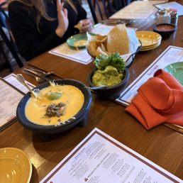 Large queso and guacamole