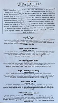 Menu photo 1 Appalachia Kitchen Snowshoe, WV