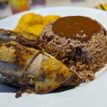 The Real Jerk - 1/4 chicken dinner with rice and curry potatoes - Caribbean Near Me - Toronto, Ontario