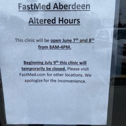 FastMed Urgent Care - A sign on their door says this .