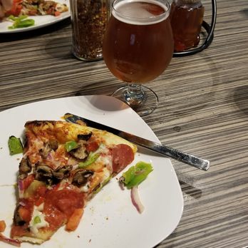 Stuft Pizza - Combination pizza and a beer.. = lunch time special/$10! What a bargain! - Pizza Near Me - Milpitas, California Stuft Pizza - Combination pizza and a beer.. = lunch time special/$10! What a bargain! - Pizza Near Me - Milpitas, California