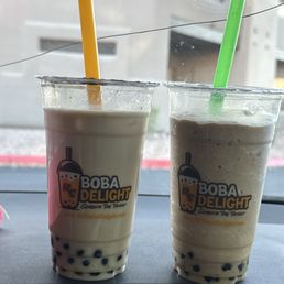 Iced oolang team boba and blended vanilla chai boba Iced oolang team boba and blended vanilla chai boba