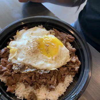 Burning Rice - Kids bulgogi with over medium egg over white rice - Korean Near Me - Dallas, Texas