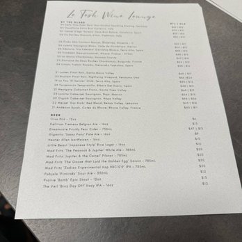 Le Tesh Wine Lounge - Menu - Wine Bars Near Me - Roseville, California
