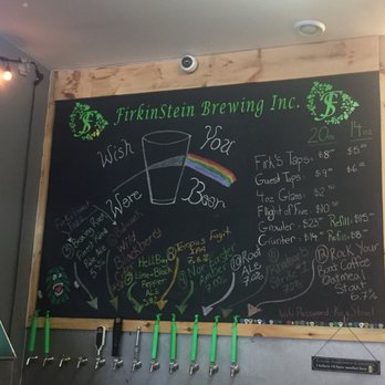 Firkinstein Brewing - a chalkboard with a variety of beer taps - Brewpubs Near Me - Bridgewater, Nova Scotia