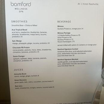 Bamford Wellness Spa - Spa drink menu - Cosmetics & Beauty Supply Near Me - Nashville, Tennessee Bamford Wellness Spa - Spa drink menu - Cosmetics & Beauty Supply Near Me - Nashville, Tennessee