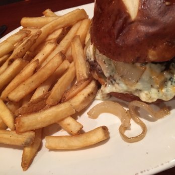 Grizzly's Grill - Black n bleu burger with fries. - American Near Me - Waite Park, Minnesota
