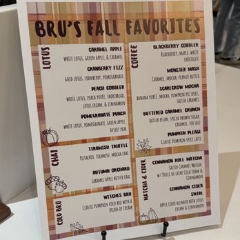 Bru Coffee House Cafe - Fall Menu - Coffee & Tea Near Me - Owasso, Oklahoma Bru Coffee House Cafe - Fall Menu - Coffee & Tea Near Me - Owasso, Oklahoma