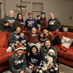 Our family in our cabin shirts in Colorado--Great job, Underground Printing!